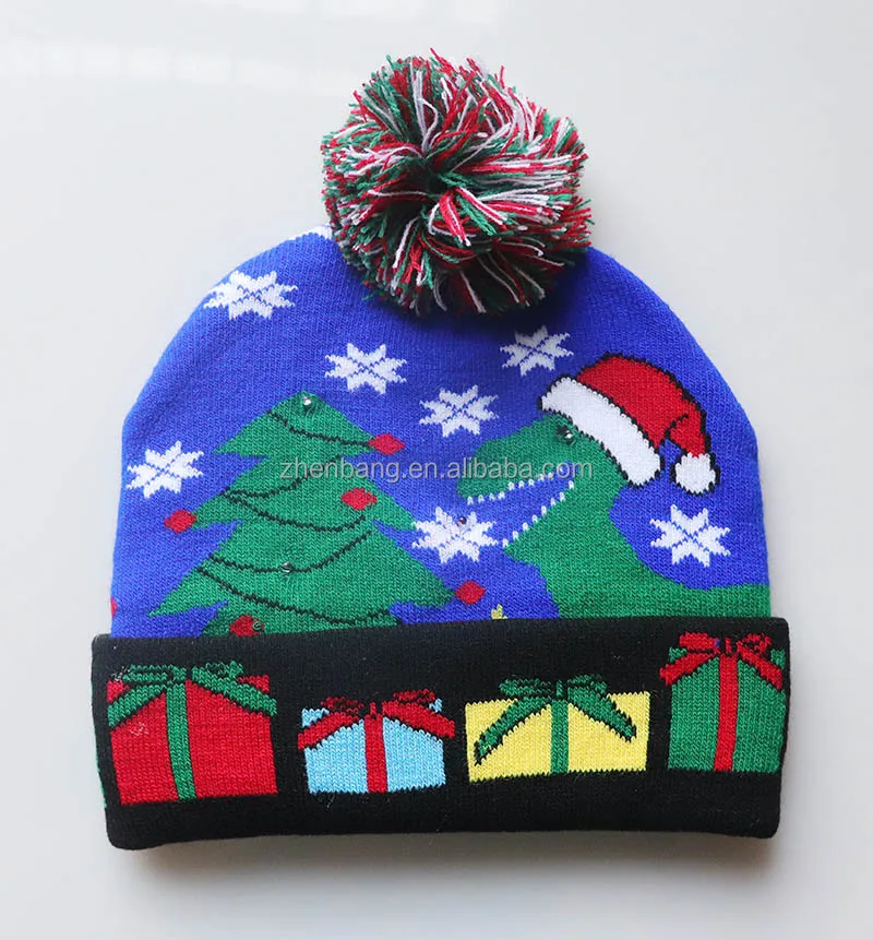 Warm Christmas Hat For Children Women Led Light Up Beanie Hat Funny  Christmas Hats Green Tree Gift Winter Dacron Conventional