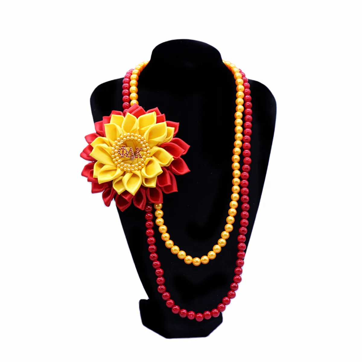 Fashion Jewelry Sorority Lady Necklace With High Polished Pearl And Dainty Ribbon Flower Brooch Greek Phi Delta Kappa Necklace