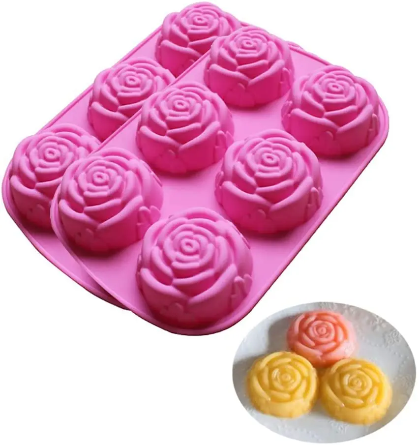 Silicone Soap Mold for Handmade Soap Cake Jelly Pudding Chocolate 6 Cavity Different Flower Shapes Design Set of 2