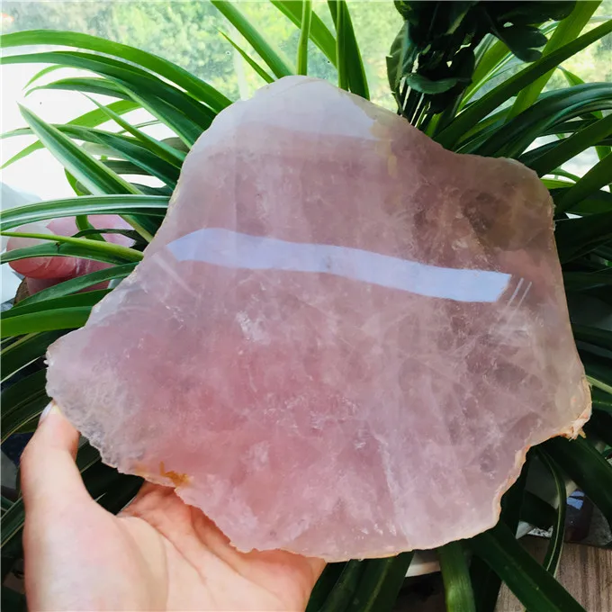 Rough Crystal Slab Mineral Natural Pink Rose Crystal Quartz Slice For Sale
