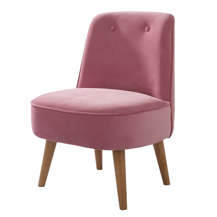 Luxury Modern Single Sofa Living Room Velvet Accent Chair Pink Wood Legs Fabric Chair