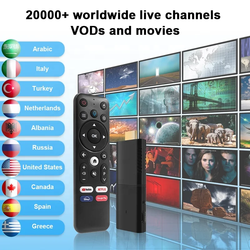 New Android TV Stick with Free Test IPTV M3U Android TV BOX Quad Core and  12 Months IptvSubscription  Panel Reseller Year IPTV