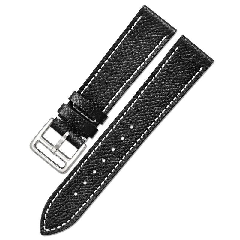 fashionable  popular black  thin oil edge  french calf  leather  watch strap hot sales  high quality watch genuine straps
