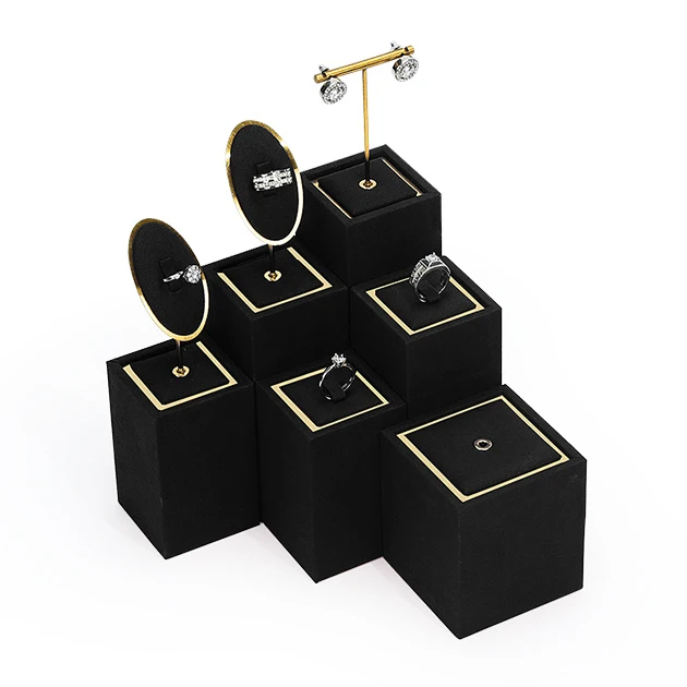 In Stock Microfiber Jewelry Shop Exhibition Display Stand Necklace Bust Rings Pendant Bracelet Jewellery Window Display Props