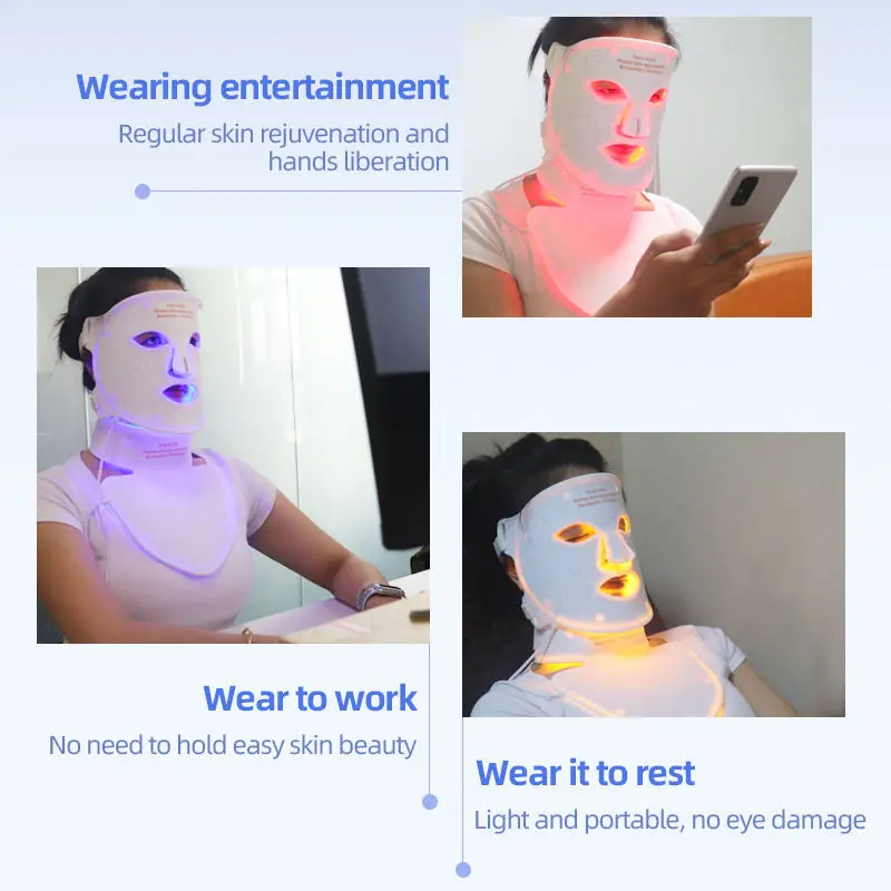 Factory Supply Flexible Silicone Led Face Neck Mask Red Light Photon Therapy Mask Skin Rejuvenation Anti-aging Led Facial Masks