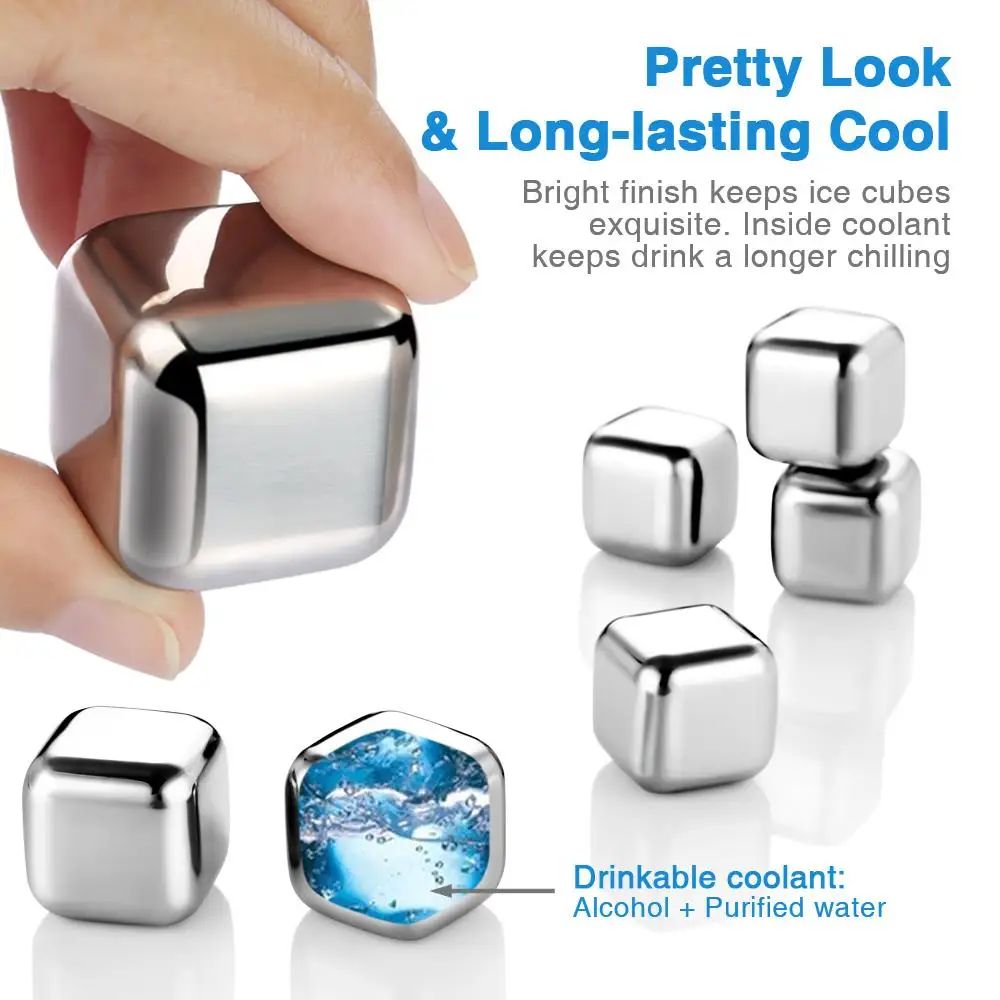 Custom Whiskey Stainless Steel Metal Reusable Diamond Ice Cube
