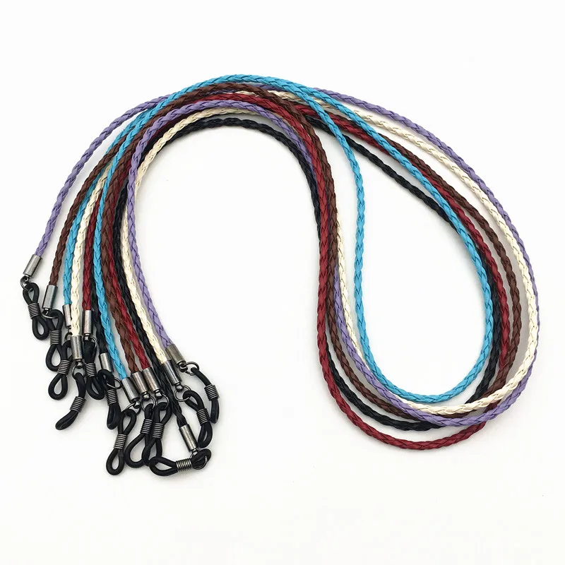 Eyeglasses Holder Strap Cord Eyeglass Retainer Braided PU Leather Eyeglasses String Holder Chain Necklace Glasses Cord Lanyard