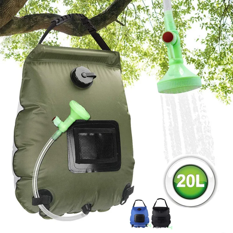 Outdoor Water Bag PVC Travelling Beach Portable Pool Heating Camping Solar Shower Bag With Shower Head