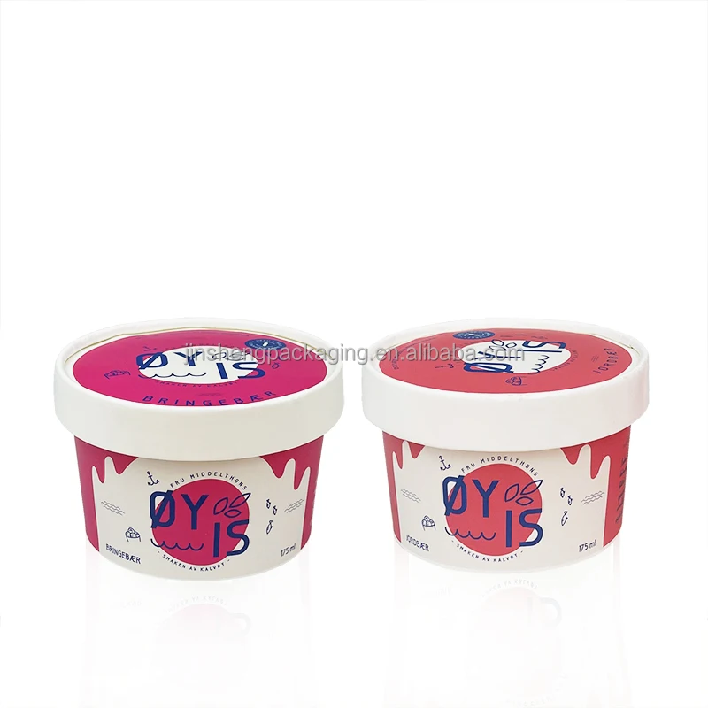 Premium quality paper custom logo biodegradable 8oz 16oz 32oz pint cookie dough packaging with lid