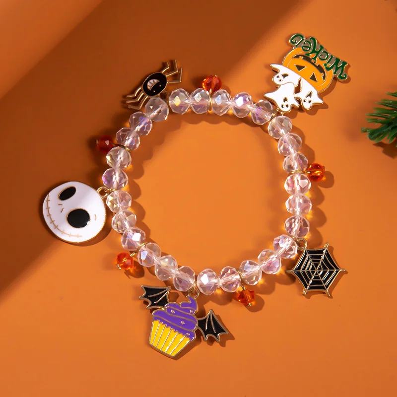 New Arrival Halloween Accessories Wristlet Chic Punk Pumpkin Ghost Bats Death Beading Bracelet Charm Wrist Straps Jewelry