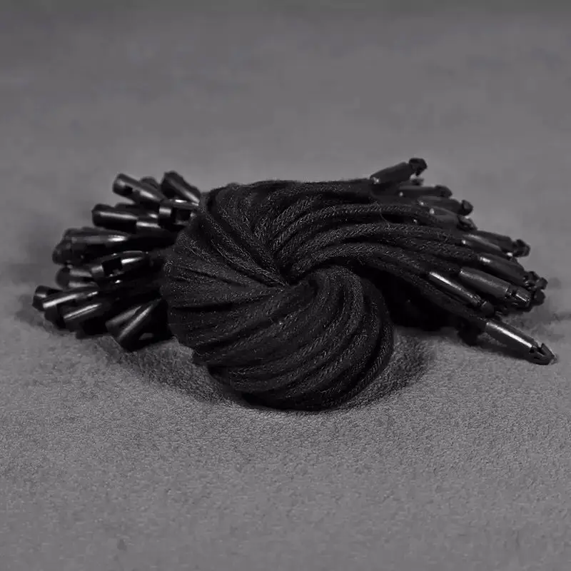 Manufacturer Black Cotton Seal Cord Bullet Shape Hang Tag String for Garment Cotton String with Plastic Clip Sustainable 1000pcs