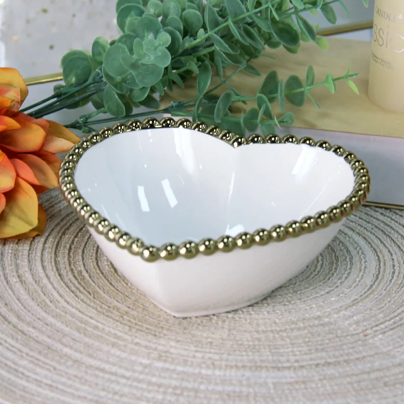 RB011 Hotel buffet 6,8,10 inch ceramic dessert popcorn bowl set wedding party table decoration Nordic luxury heart shaped bowl