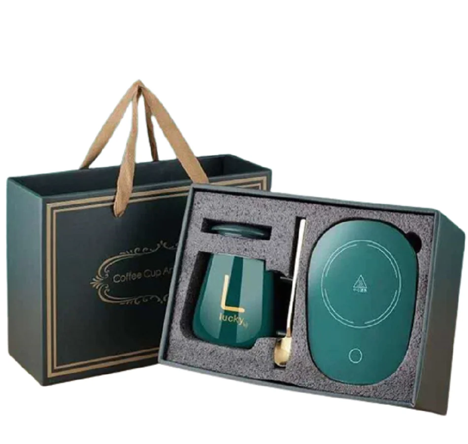 Smart Charging Insulated Cup 55 Degree Constant Temperature Coffee Heater Thermal Insulation Ceramic Cup Gift Set