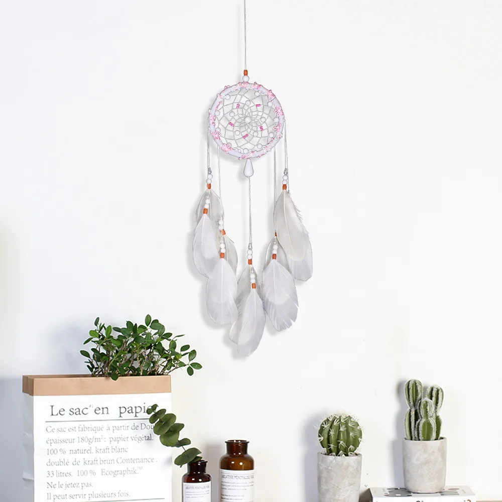 Ins Handmade Indian Feathers Dream Catcher Pendant for Creative Gift Home Living Room Decoration