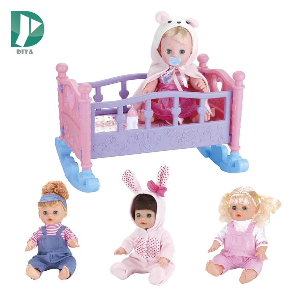 Drinking and pee real baby dolls 12 kinds of sounds 14 inch baby dolls with baby bed