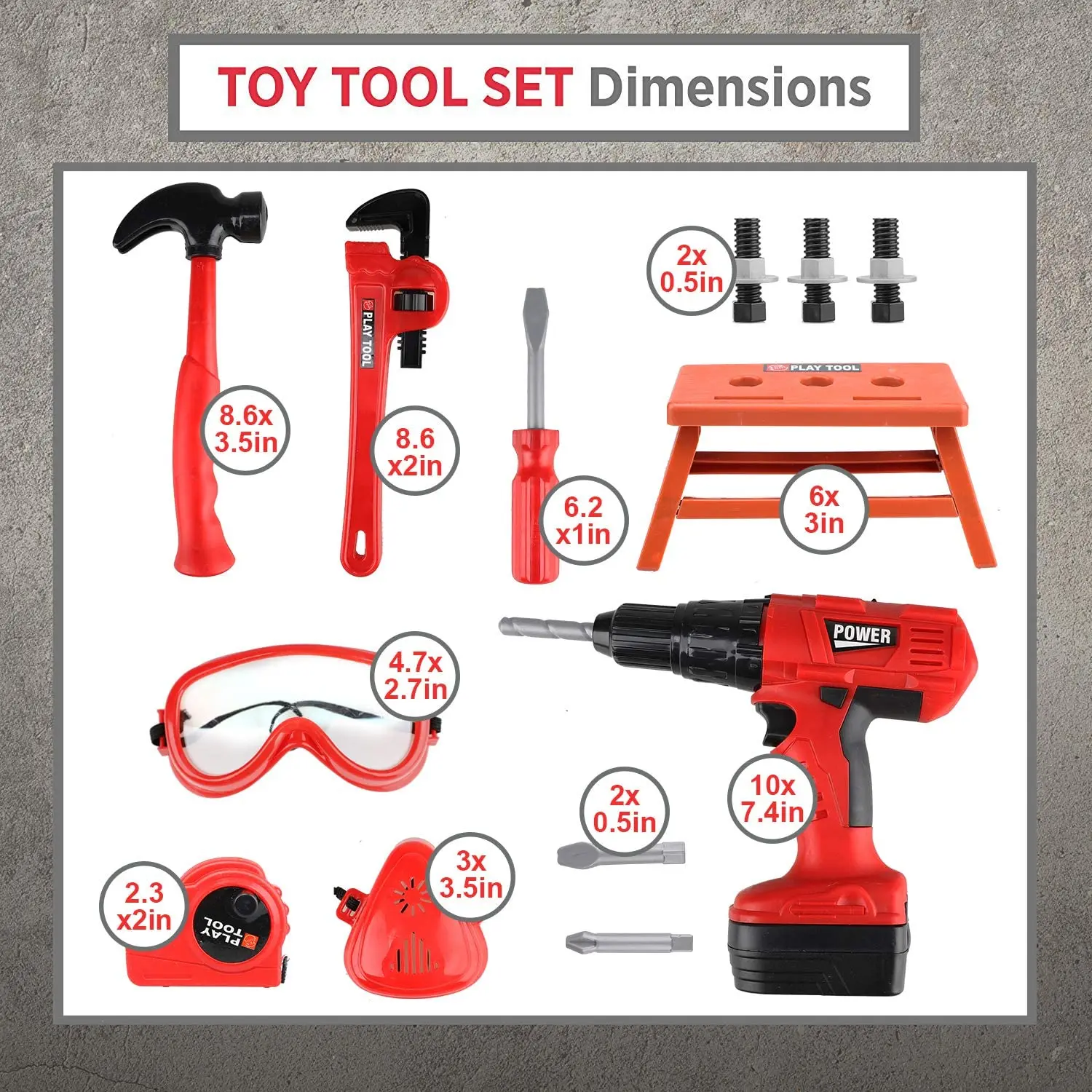 STEAM Kids Tool Set with Power Toy Drill - Toy Tool Set Contains Tool Box and Toy Hammer, Power Drill educational set for kids