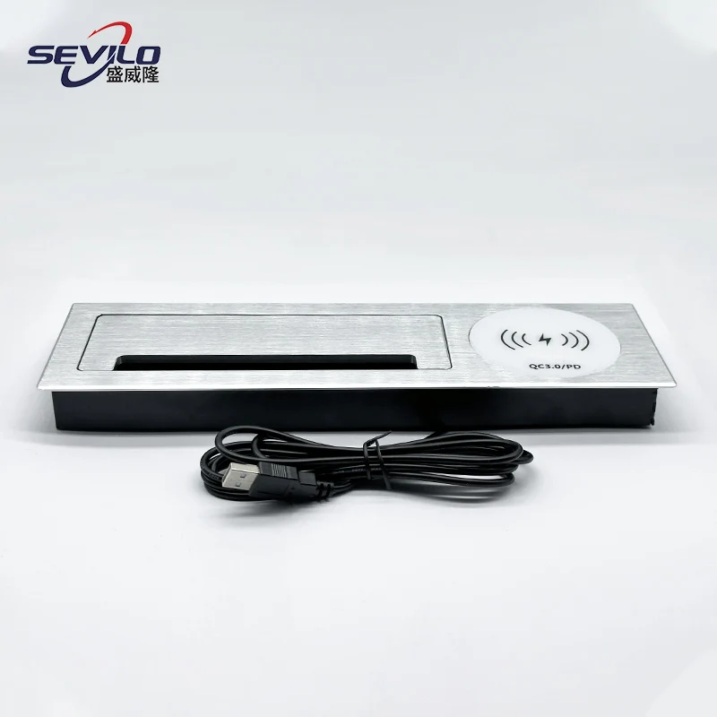office furniture multimedia slide usb plug socket with wireless charger media socket
