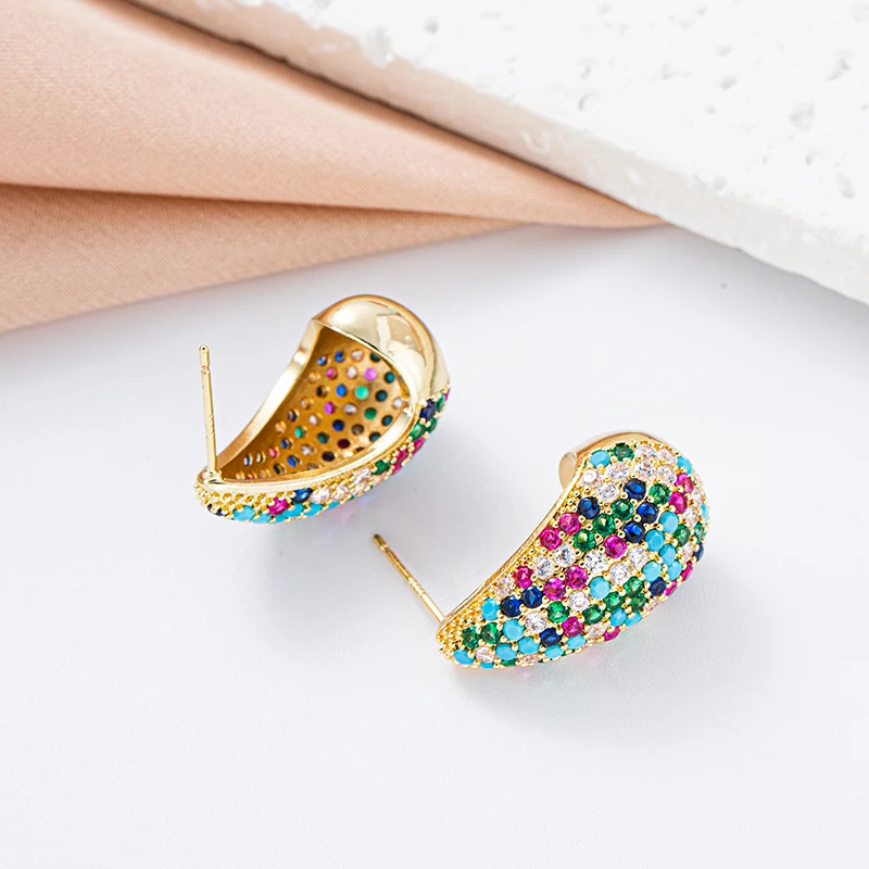 Simple Teardrop Earrings Water Drop Earring Fashion Jewelry Brass Plated Trendy Colorful Earrings