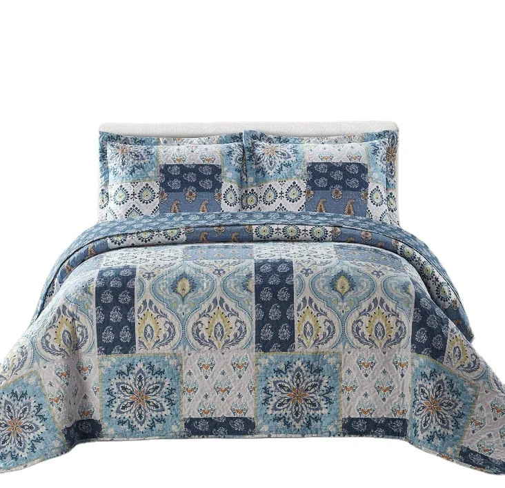 Hight quality  qulits 100%polyester multi-color microfiber bedspread