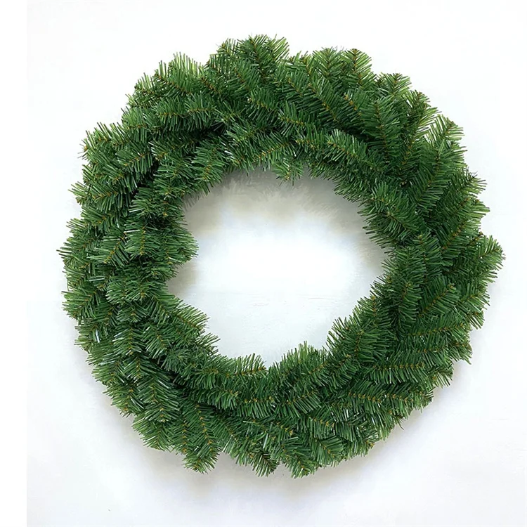 wholesale bulk hanging 12 inch 50cm 60cm green plain flat pvc plastic artificial christmas tree garlands wreaths for front door