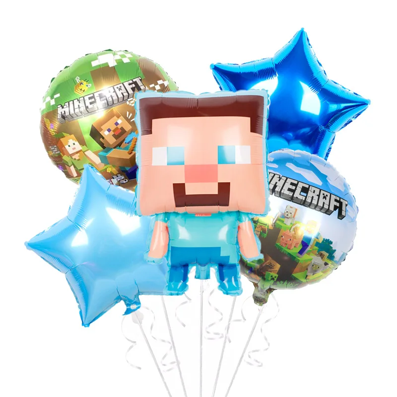 Pixel мир мультфильм коробка алюминий воздушный шарик из фольги в форме комплекты для мальчиков игра Декорации для вечеринок детские игрушки Happy для вечеринок по случаю Дня рождения