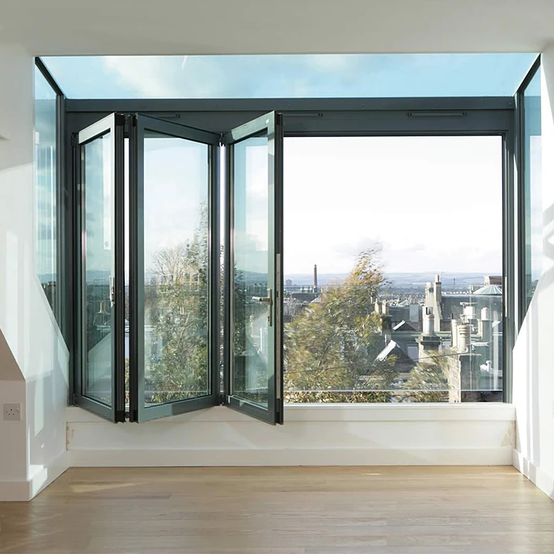 Thermal insulation and sound insulation folding window panoramic doors and windows balcony push telescopic insulating glass