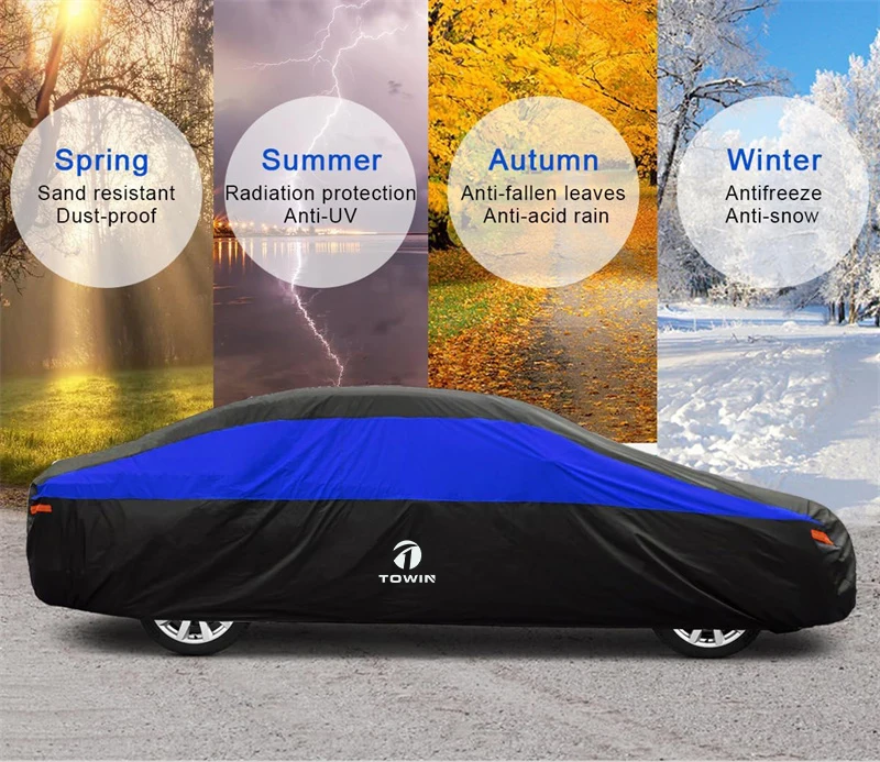 Outdoor Universal Polyester Full Car Covers Waterproof All Weather UV Protection Sedan/SUV Car Cover