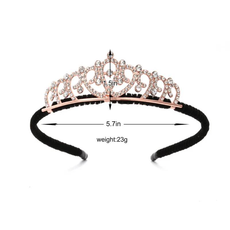 Hot selling party tiara for birthday girls glitter princess headband crown hair hoop