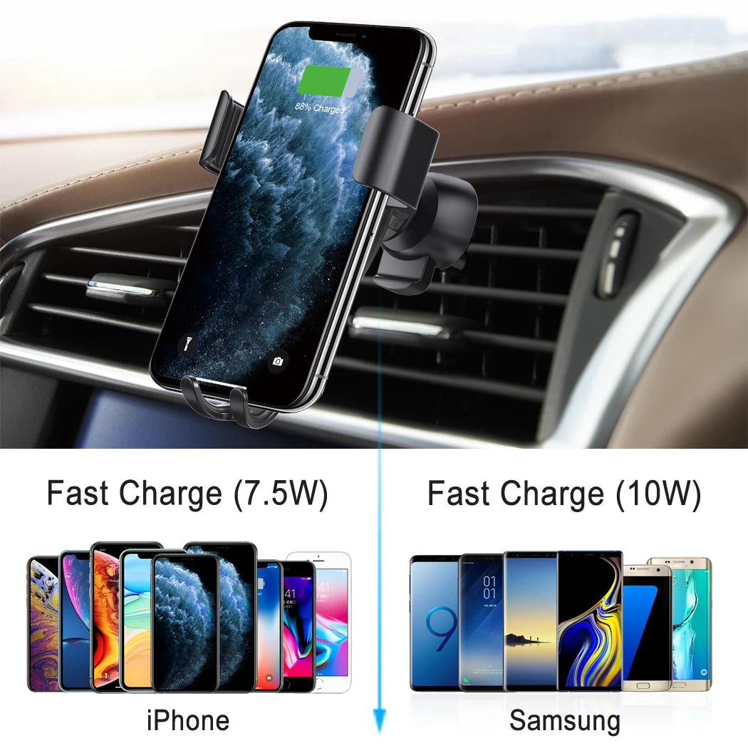 
Latest 2020 Retractable magnetic automatic wireless car charger with cellphone mount Mobile Phone Holder 