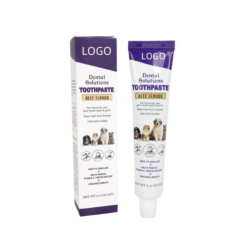Cat dog Toothpaste with Beef Flavor Customization Color Carbomer Paste  Anti-cavity Pet oral care Factory Wholesale OEM
