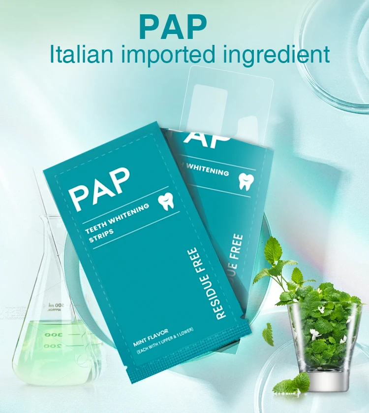 15 min Mild but Effective teeth whitening strips wipes OEM packaging 2025 oem new pap Residue Free tooth whitening strip