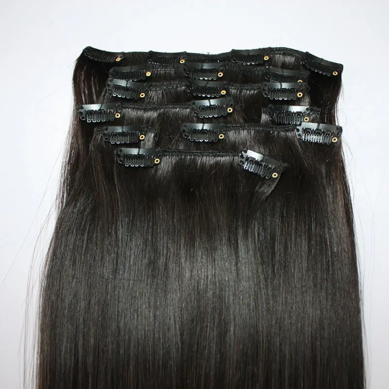 
Wholesale high quality 8pcs 100g 100% Brazilian Human Hair Clip In Remy Hair Extensions 