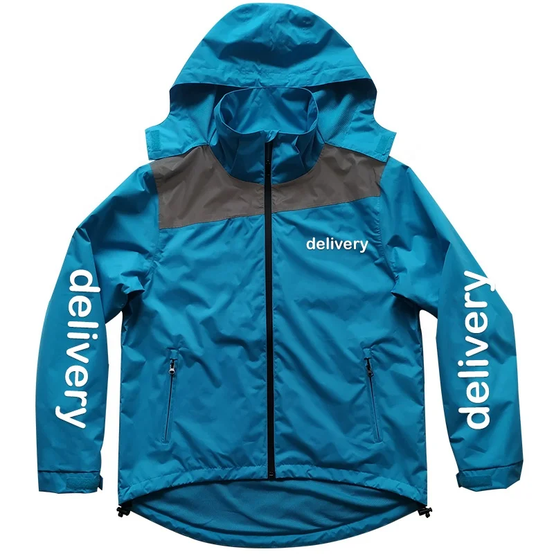 China Factory Direct Bespoke Food Delivery Uniforms for Rider Waterproof Cycling Jacket Raincoat Custom Logo Label