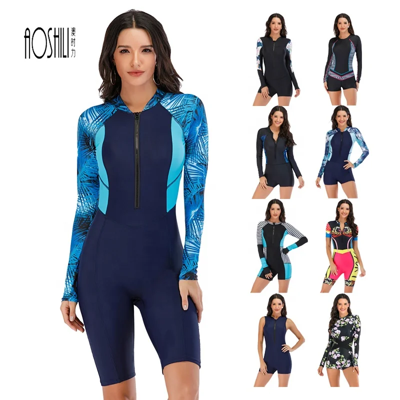AOSHILI Sexy Womens One Piece Diving Suit  Rash Guard Body Swimsuit Surfing Long Sleeves Wetsuit Womens Surfsuit For Women