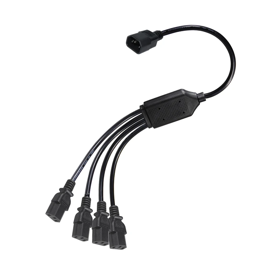 4 Ways 4Xc13 1.5Mm 2Ft Iec Splitter Cable Extension Y Ac C14 Male To C13 Female Connector