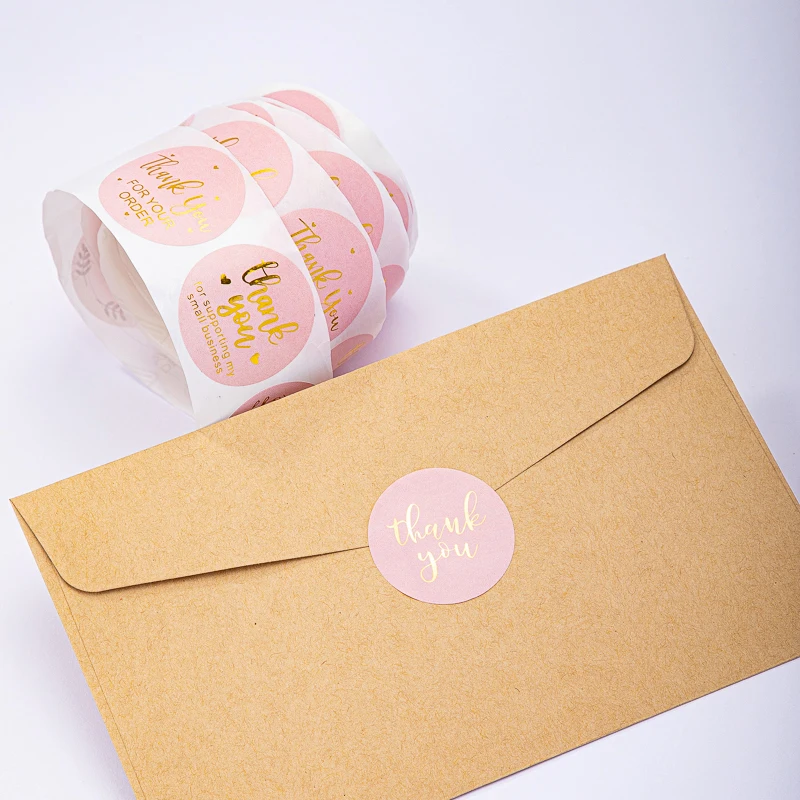 Custom Thanks You Sticker Round Sticker Waterproof Rolls Paper Sticker Kiss Cut Vinyl Hologram Label Sheet For Sale Private Logo