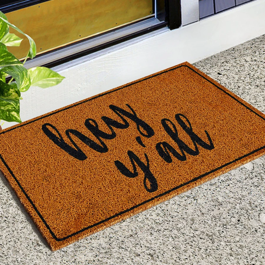Durably Washable Artificial Coconut  Puzzle Design Outdoor Doormat for Home Hotel Easy to Maintain Door Mat Modern PVC