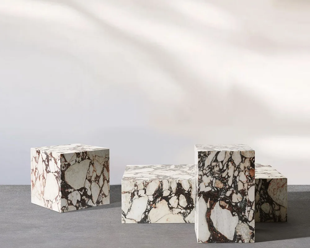 The industry wholesale price corner side table Calacatta Viola Marble Plinth Block Tall End Table