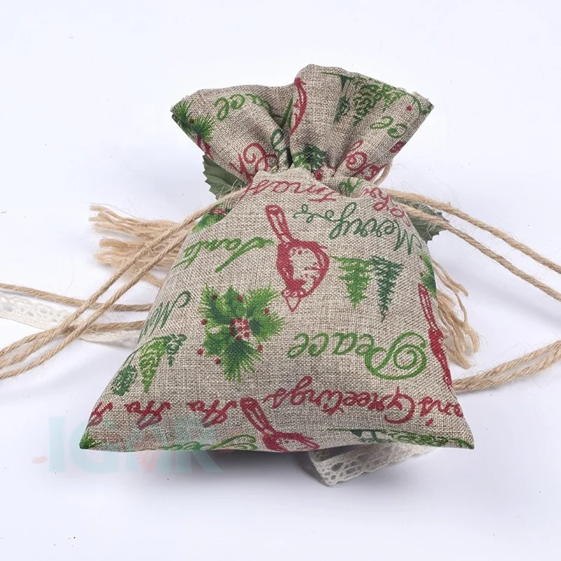 Natural Hessian Burlap Bags with ribbon Rustic Wedding Favors Party Gift Candy Boxes