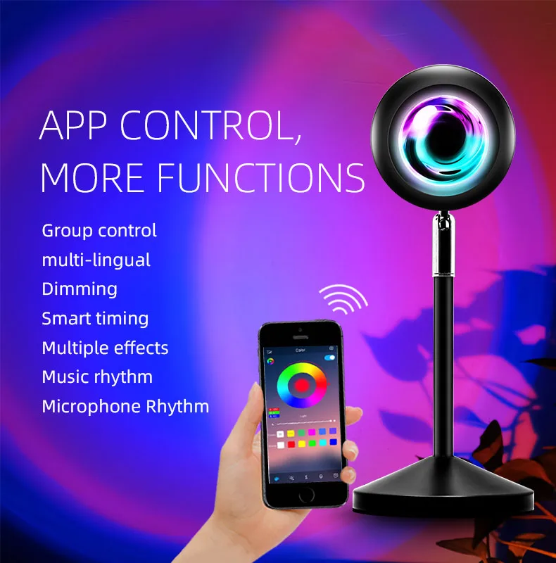Ihomemix 360 Ночная Светодиодная лампа Смарт Радуга rgb пол лампе coucher de soleil закат лампы приложения свет 16 видов