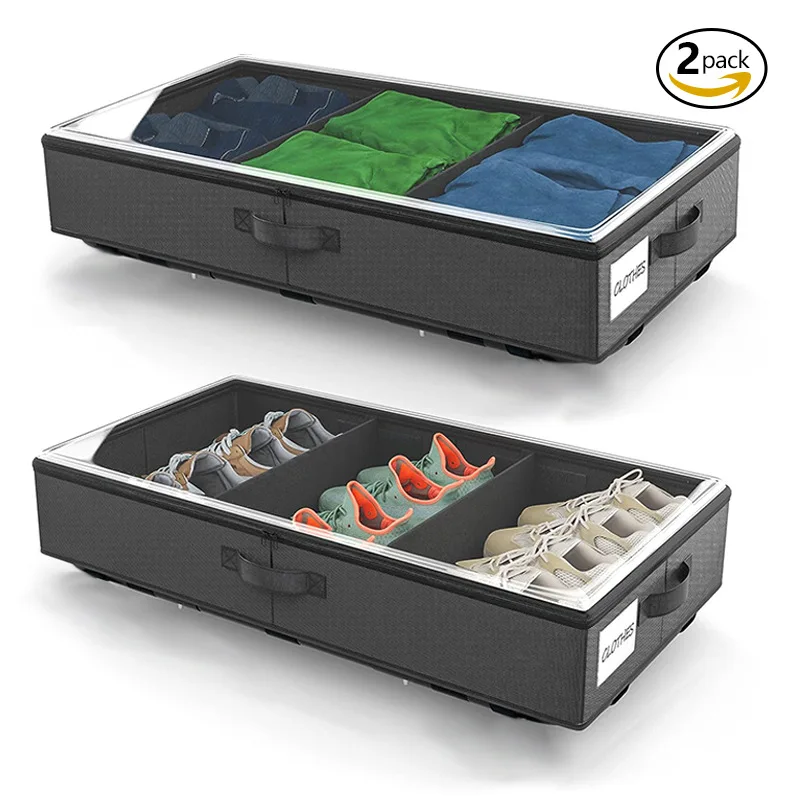 Oxford Under Bed Storage Containers With Wheels Foldable Bedroom Storage Organization With Handles