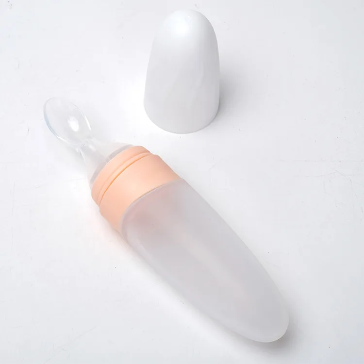 Portable Food Grade Toddler Portable Feeder Squeezable With Spoon For Newborn BPA Free Silicone Baby Feeding Bottle