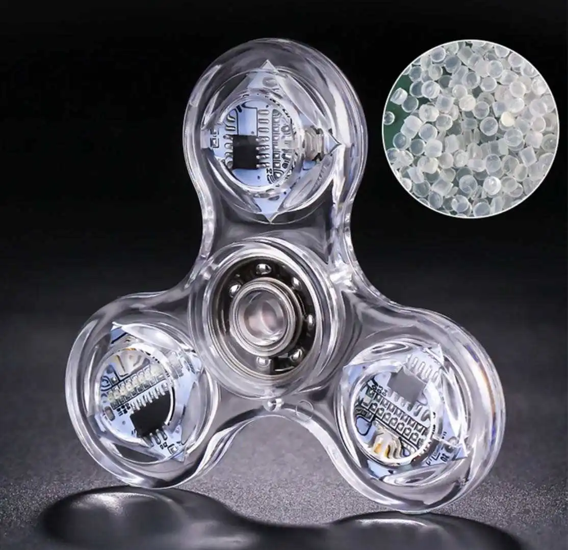 Transparent Crystal Led Flash Spinning Toy fingertip gyroscope with light emitting dazzling night light Finger Fidget Spinner