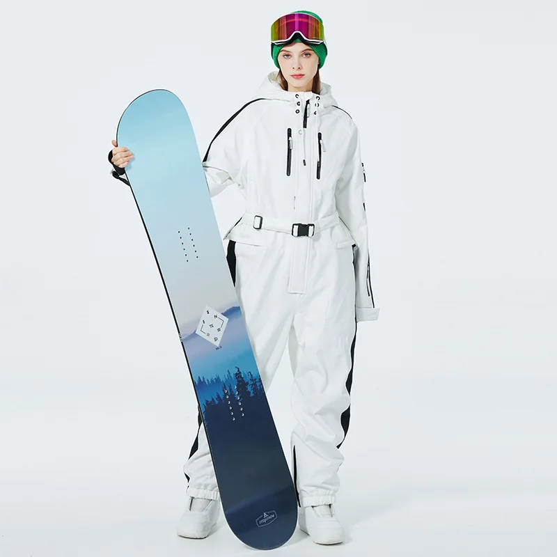 Yufan High Quality Skiing Suits Winter Bright Color Women One Piece Ski Suit With Hood