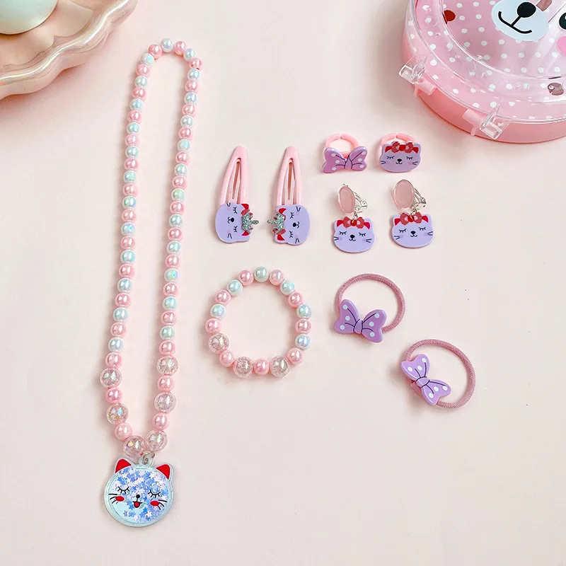 Hot Sale Little Girls Jewelry Set Kids Play Rings Necklaces Bracelets for Toddler Girl