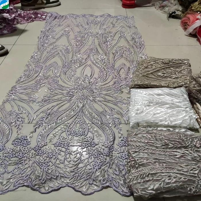 wholesale woven mesh embroidery sheer fabric stock lots high quality