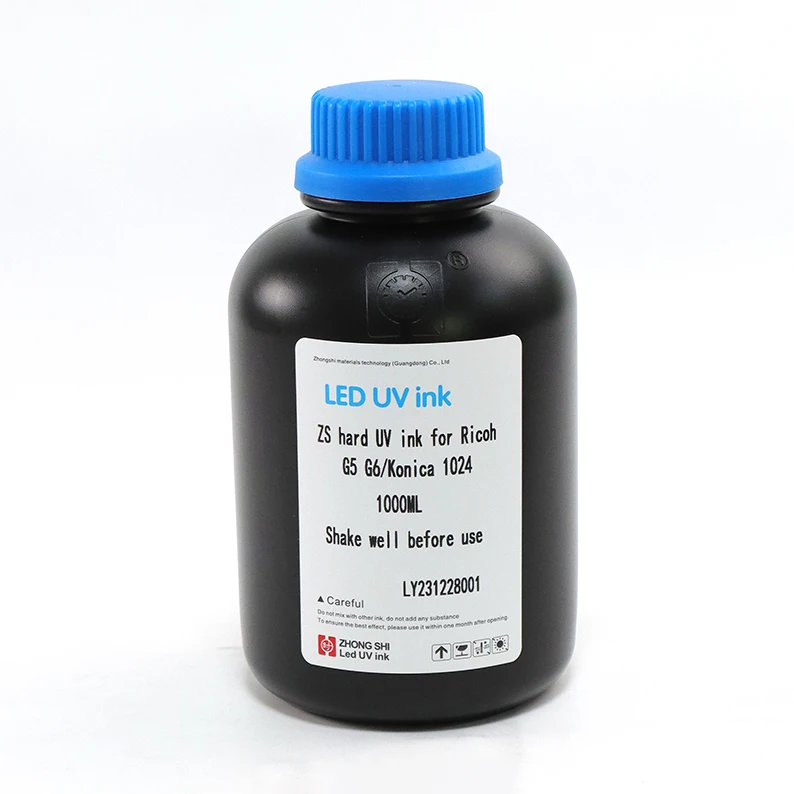 ZSink 1000ml hard flatbed printer uv curable ink for Epson i3200 /Ricoh G5 G6/ Konica 1024 print head