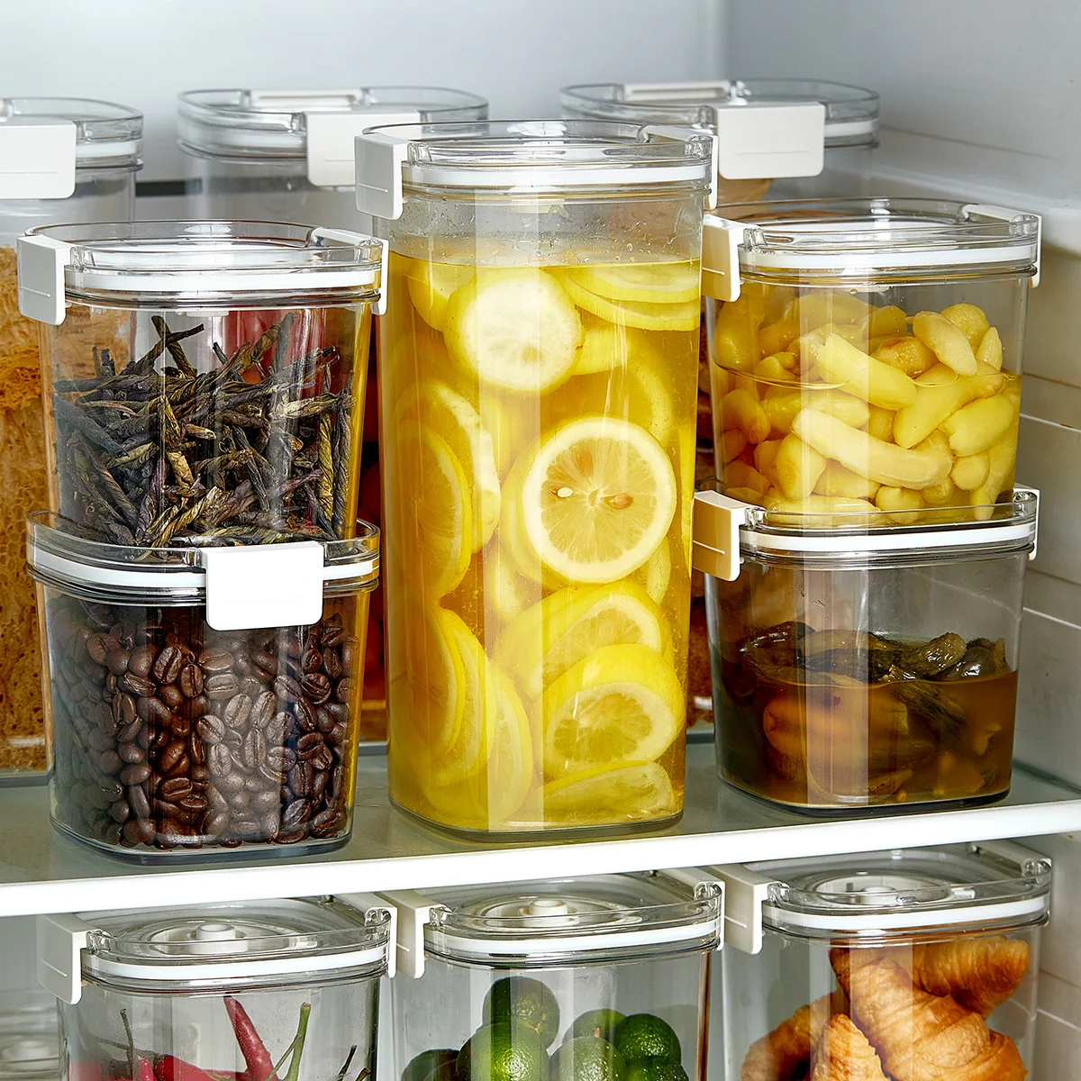 1300ML Kitchen  storage Square Clear Stackable Plastic Airtight food container with Vacuum Seal lids