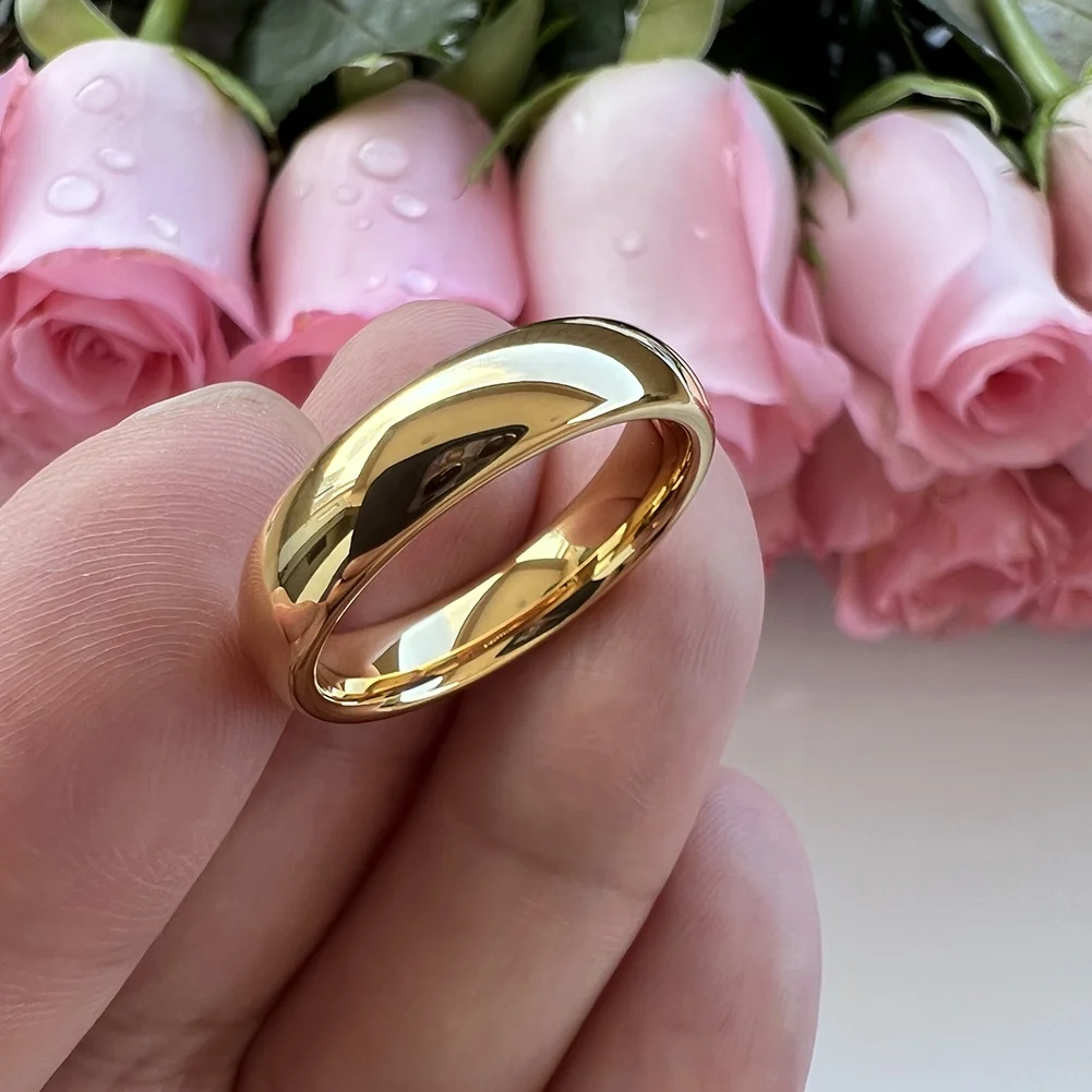 Coolstyle Jewelry Wholesale Dropshipping 5mm Gold Plated Fashion Engagement Wedding Band Tungsten Carbide Ring for Women Men