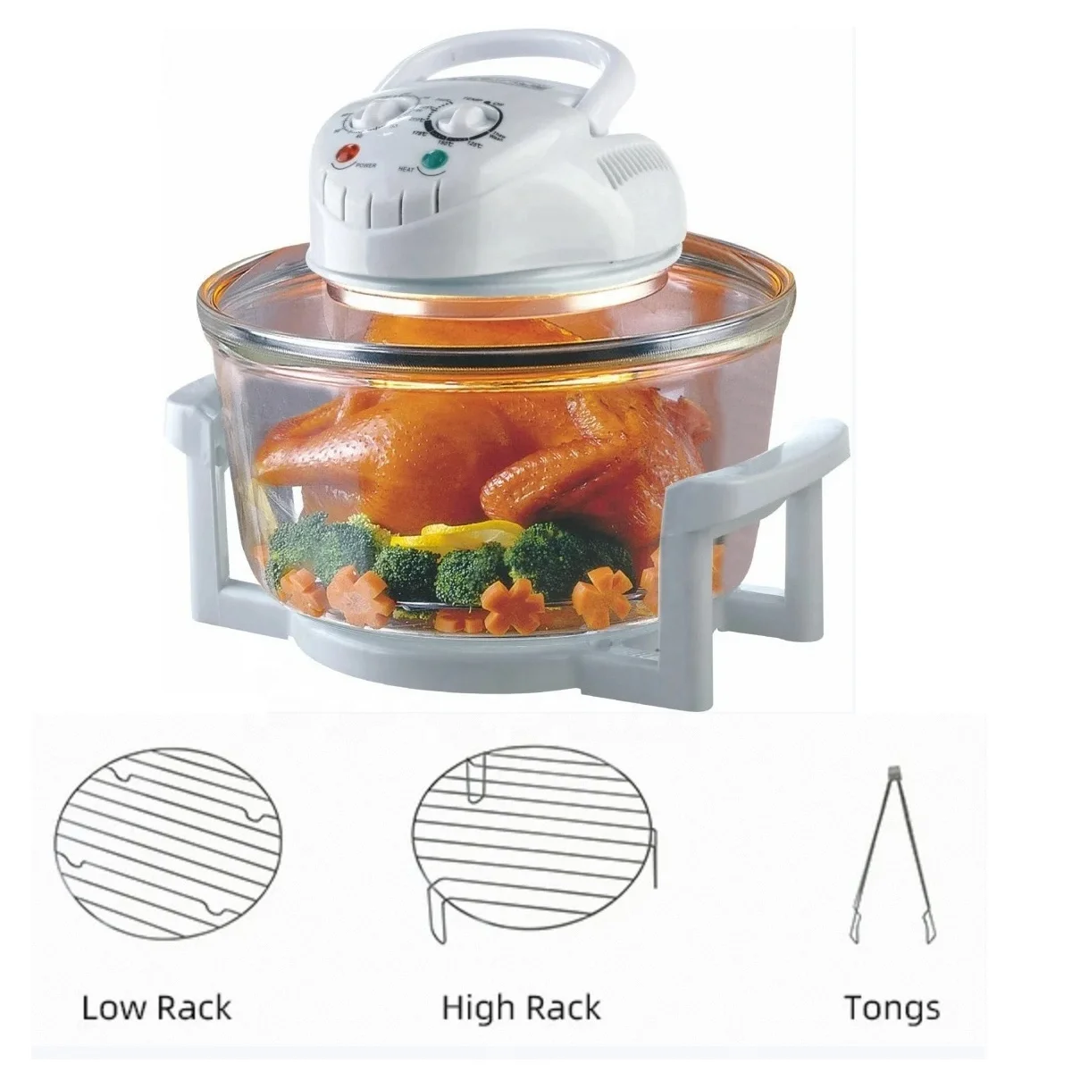 12l/17L 1200W Multipurpose Visual Electric Halogen Oven Air Fryer Convection Toaster Oven Countertop Oven